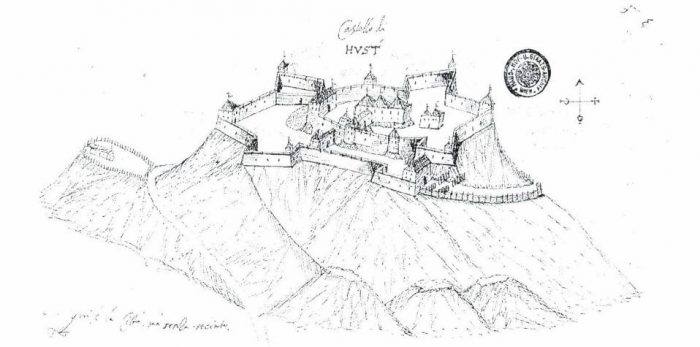 Найраніше зображення Замку Хуст було зроблено в 1600 році Cesare Porta(Чезаре Порта)